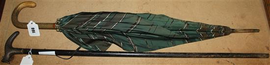 Silver topped walking stick & umbrella